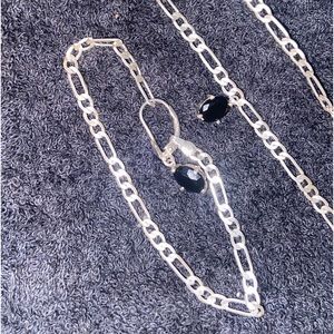 Custom bracelet and chain sterling silver figaro
